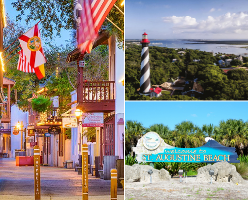Things to do, places to go, and what to eat in St. Augustine, Florida! cover photo collage