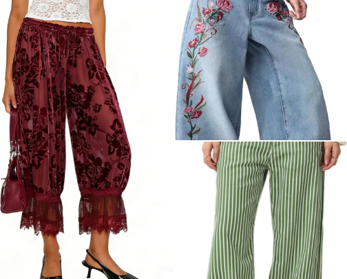 Statement Pants Trend: Embellished, Printed & Bold Styles cover photo collage