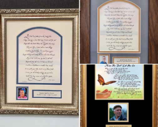 Sympathy and Memorial gifts to remember a loved one. Nice idea for a memorial service or funeral display. cover photo collage