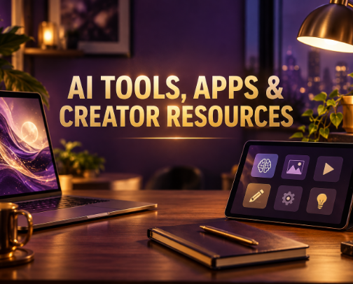 AI Tools, Apps & Creator Resources Made Simple cover photo collage