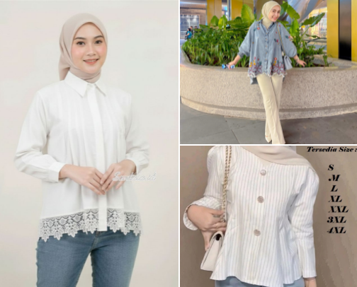 Lace hem blouses 2026 cute tops for hijab & daily wear cover photo collage