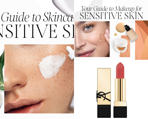 Skin care products for sensitive skin and non-sensitive skin cover photo collage