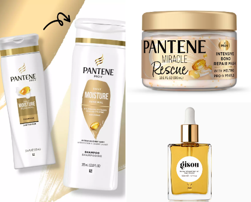 Products for long, healthy and shiny hair cover photo collage