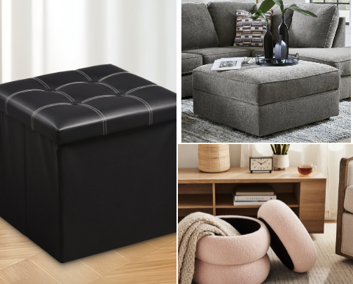 Level Up Your Living Room with These Must-Have Ottomans cover photo collage