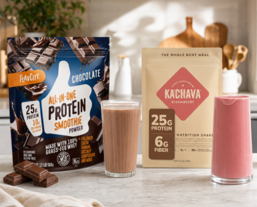 Protein Powders & Shakes for Whatever Kind of Human You Are Today cover photo collage