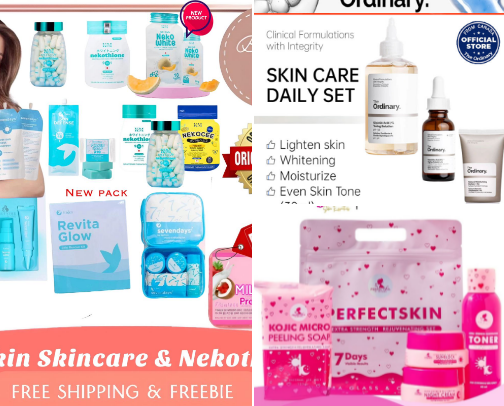 Skincare set for glass skin cover photo collage