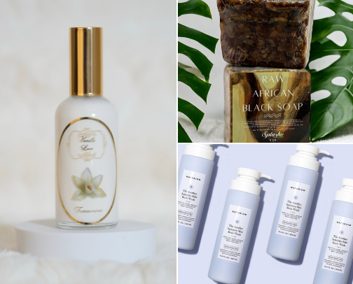 My holy grail hair & body care items cover photo collage