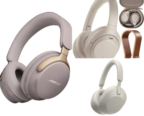 Work From Home Aesthetic Girly Headphones cover photo collage