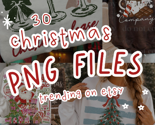 Christmas PNGs I’m Saving on Etsy | Preppy, Retro + Trendy Finds cover photo collage