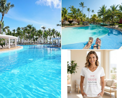 Two hearts, an ocean of dreams. A Caribbean paradise tailored just for you. cover photo collage