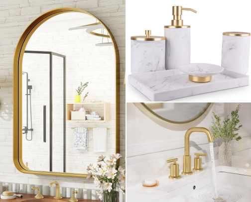 Gold Bathroom Essentials for a Luxurious Look cover photo collage