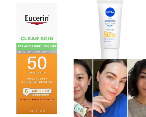 Sunscreen protections cover photo collage