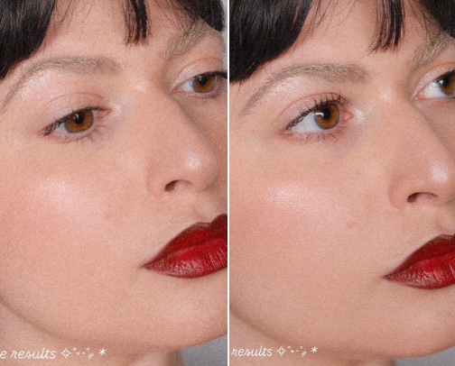 red lips light brows look details cover photo collage