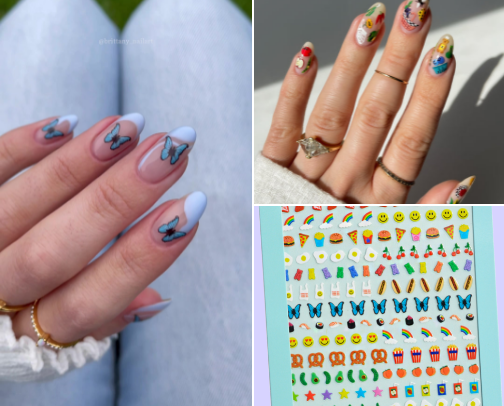 butterfly sticker nails cover photo collage