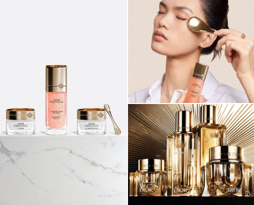 I use my Dior skin care set for special occasions 🌸✨ Get a glass glow skin like a bride 👰  one of my favorites high end skincare cover photo collage