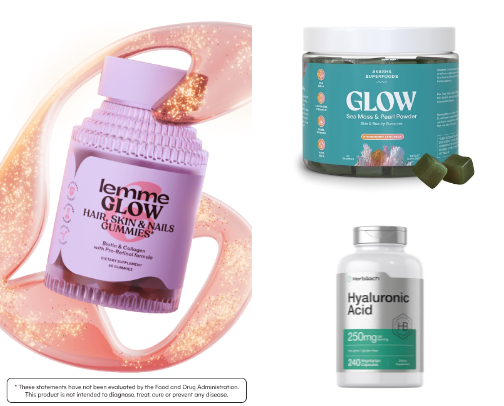 Luminous Skin Elixir: Emphasizes the product's ability to create glowing skin 🌺✨ cover photo collage