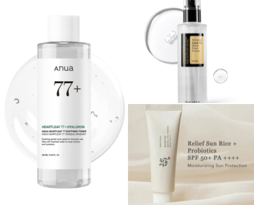 4 Viral Korean Products For Glass Skin ✨ cover photo collage