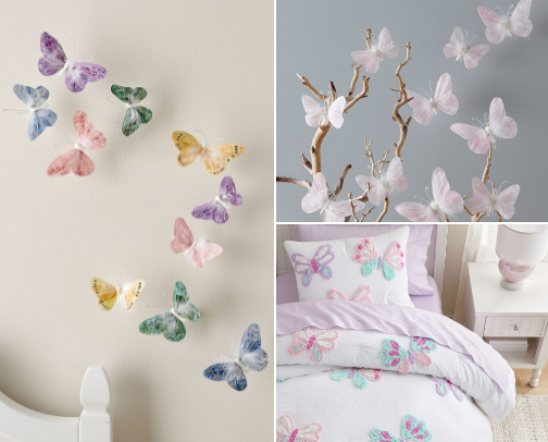 Cutesy bedroom butterfly decor for little girls! cover photo collage