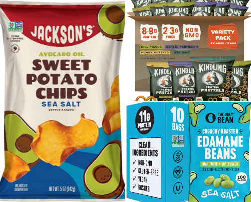 "Healthy" Snacks that are actually GOOD (all available on Amazon) cover photo collage