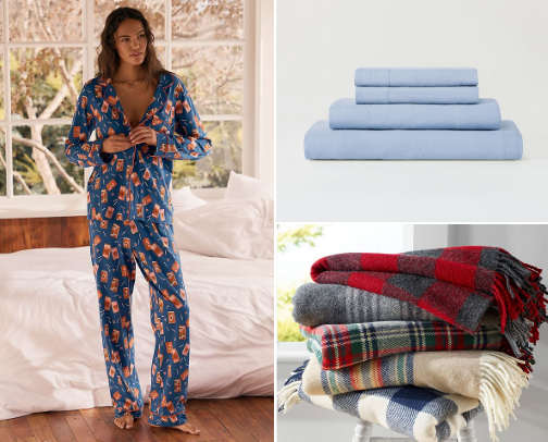 Cute night wear and bedding cover photo collage