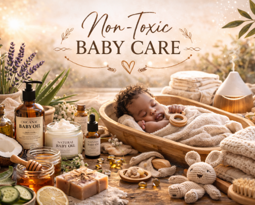 Non Toxic Baby Products Guide (Safe & Clean Essentials) cover photo collage