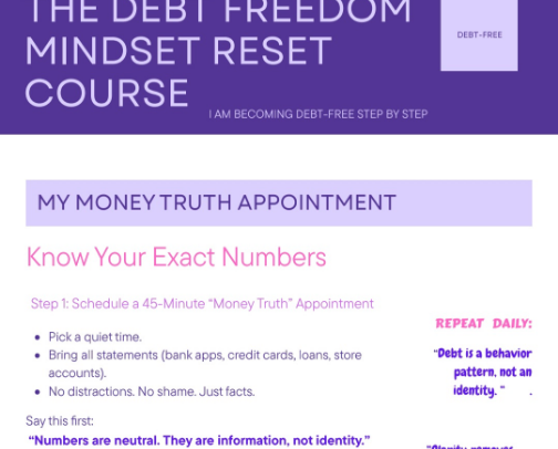 DEBT FREEDOM MINDSET RESET cover photo collage