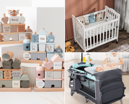 Children's room furniture and toys cover photo collage