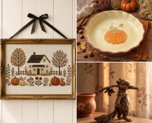 Cottagecore Autumn Kitchen Decor | Cozy Vintage Fall Kitchen cover photo collage