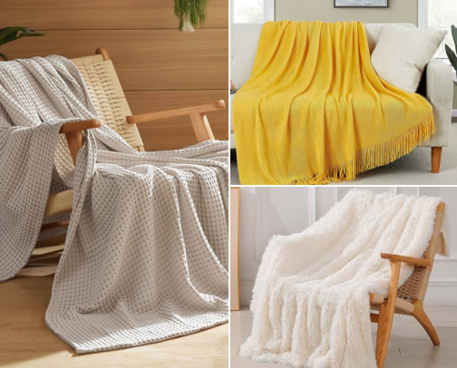 Winter Nights Cozy Throws - White & Bold Colors Living Room Must-Haves cover photo collage