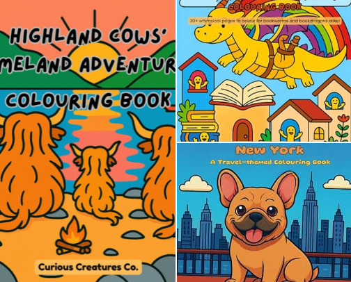 Favourite bold and easy coloring books for self care and relaxation cover photo collage