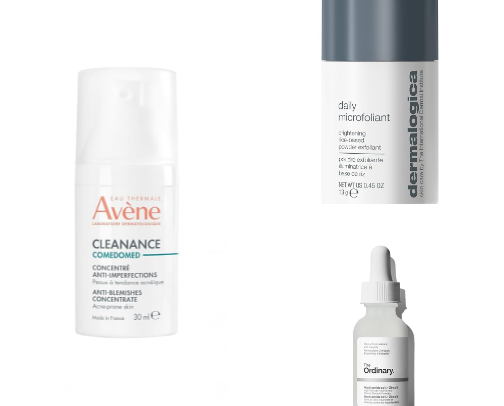 Affordable acne skincare products cover photo collage