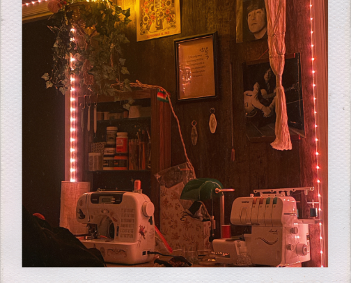 my rock and roll forrest sewing and craft area cover photo collage