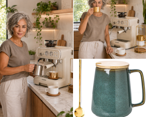 My Coffee Addictions: Eco-Luxe Coffee Finds for Home cover photo collage