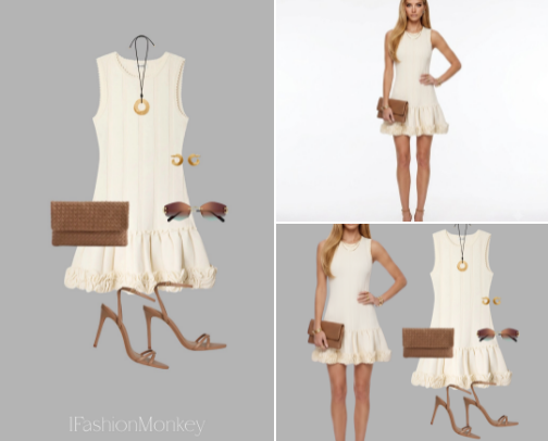OOTD #938 WOMEN'S FASHION IVORY SUMMER DRESS BY SANDRO cover photo collage