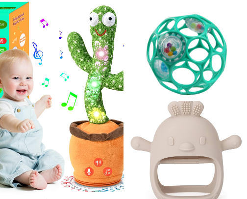 toys my 4 month old is currently loving cover photo collage
