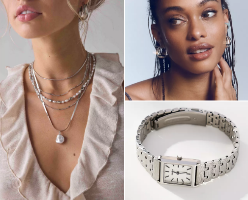 15 SILVER jewelry items cover photo collage