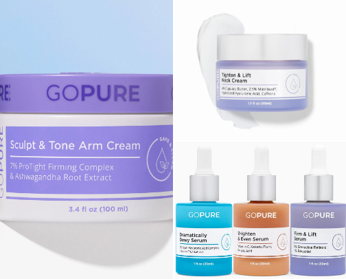 Go Pure skin care products cover photo collage