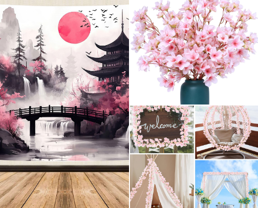Cherry Blossom Party Decorations cover photo collage