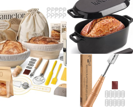 Homemade Sourdough & Bread Baking: Starter Kit & Essentials cover photo collage