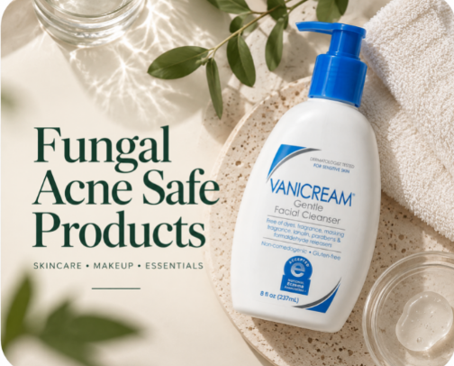 Fungal Acne Safe Skin Care Products cover photo collage