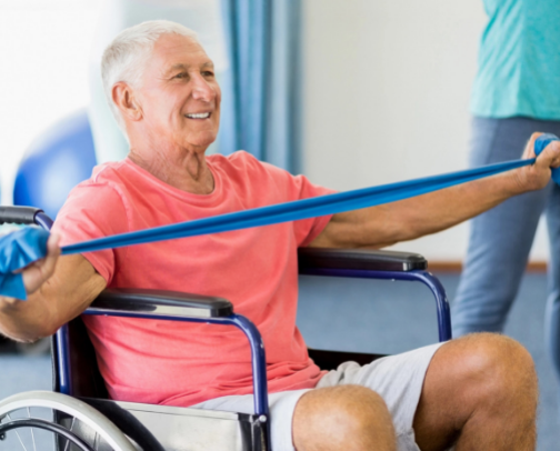 Exercises for wheelchair users, products and sportswear cover photo collage