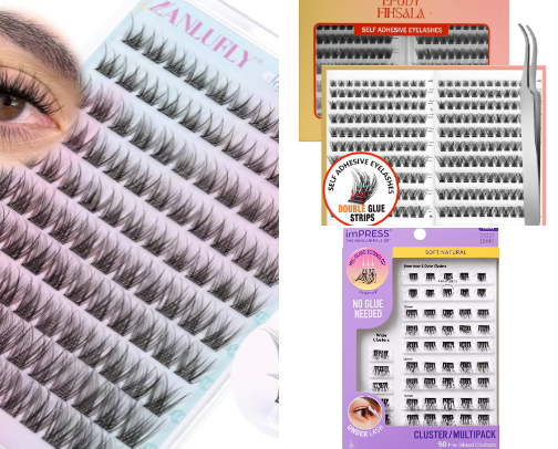 Best preglued cluster lashes cover photo collage