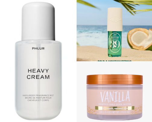 Smell-goods and body care products cover photo collage