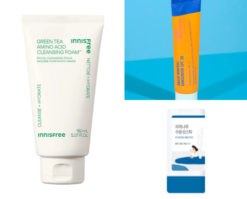 glass skincare products cover photo collage