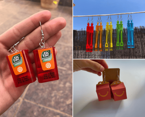 Crazy earrings for party fun cover photo collage