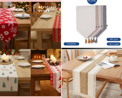 Aesthetic Table Mats, Table Runner, and Placemats cover photo collage