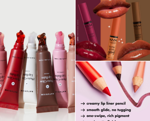 Everyday Lip Essentials: Gloss, Liner & Balms✨ cover photo collage