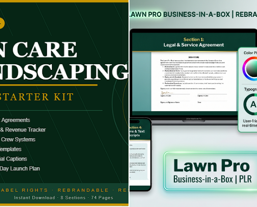 The Ultimate Lawn Care Business-in-a-Box (PLR) cover photo collage