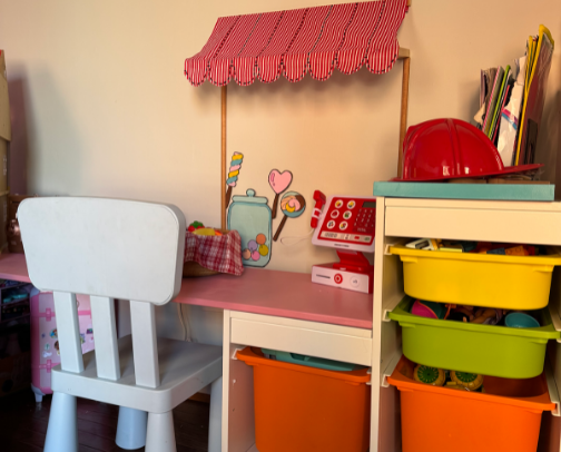 How I turned an Ikea Trofast into a playdesk cover photo collage