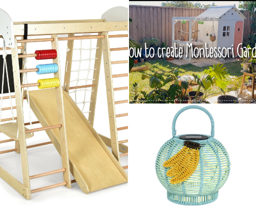 Small backyard playscape -  inspiration and products. cover photo collage
